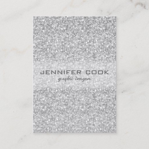 Customizable Elegant Silver Gray Glitter & Sparkles Business Card