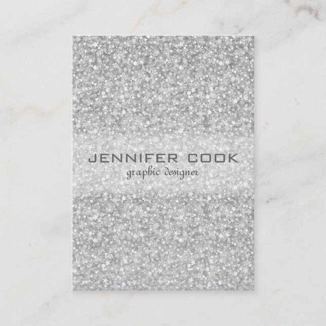 Elegant Silver Gray Glitter & Sparkles Business Card (Front)
