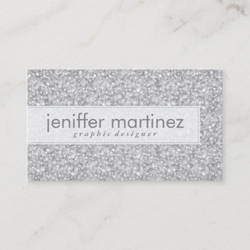 Elegant Silver Gray Glitter &amp; Sparkles Texture Business Card Template