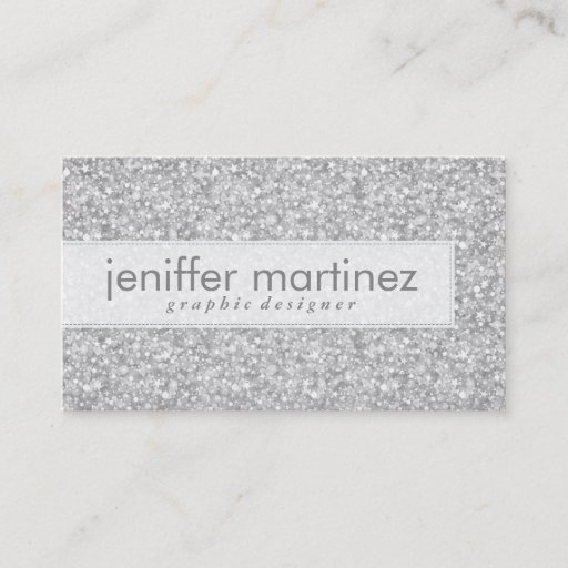 Customizable Elegant Silver Gray Glitter &amp; Sparkles Texture Business Card Template