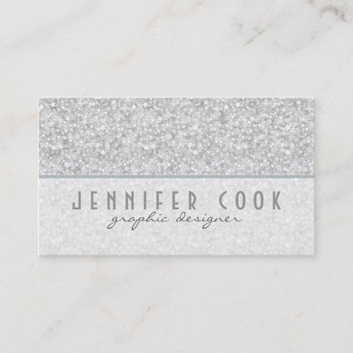 Customizable Elegant Silver Gray Glitter Texture Business Cards