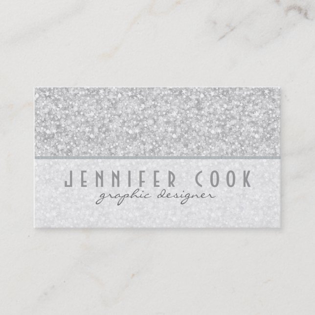 Elegant Silver Gray Glitter Texture Business Card (Front)