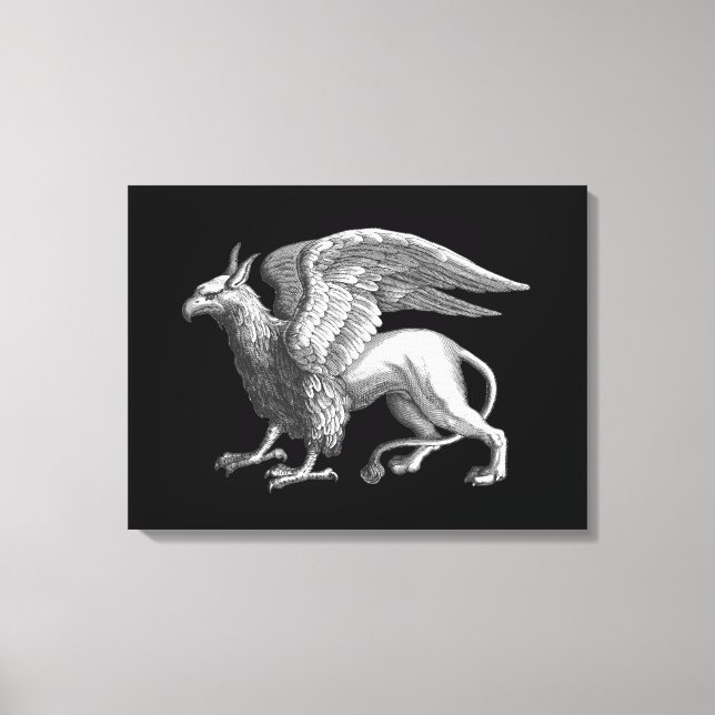 Elegant Silver Gray / Grey Griffin Legendary Beast Canvas Print (Front)