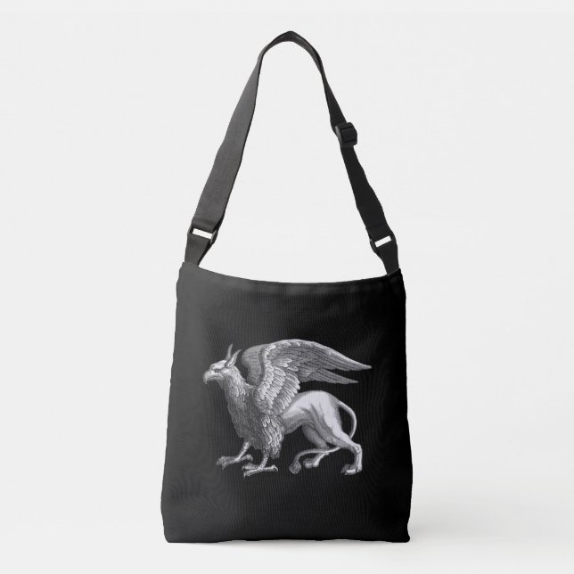 Elegant Silver Gray / Grey Griffin Legendary Beast Crossbody Bag (Front)