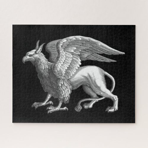 Elegant Silver Gray  Grey Griffin Legendary Beast Jigsaw Puzzle