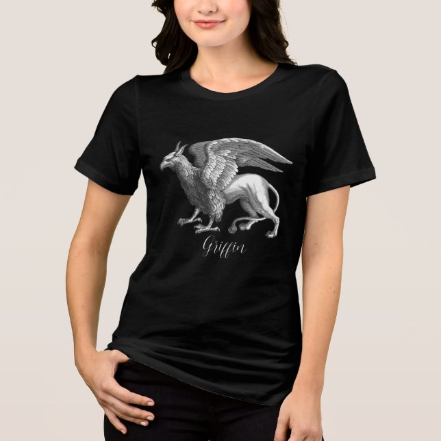 Elegant Silver Gray / Grey Griffin Legendary Beast Tri-Blend Shirt (Front)