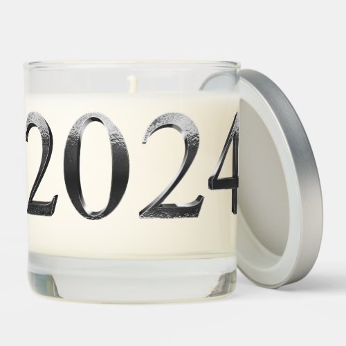Elegant Silver Gray Happy New Year Numbers 2024 Scented Candle