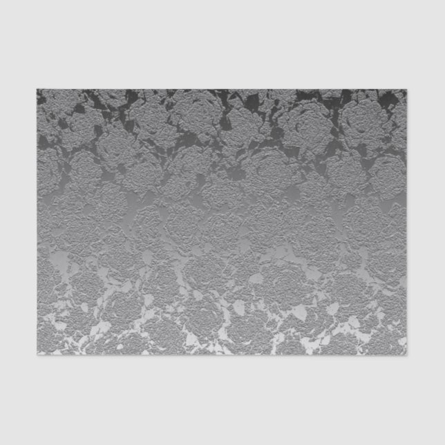 Elegant Silver Gray Metallic Succulent Pattern Tissue Paper (Front)