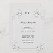 Elegant Silver Gray MFA Graduation Party Invitation (Front/Back)
