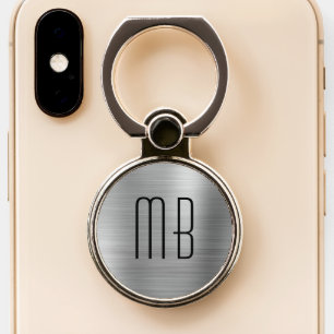Elegant Silver Gray Monogram Phone Ring Stand