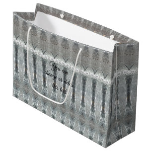 Elegant Silver Gray Mosaic Pattern Festive Chic Large Gift Bag