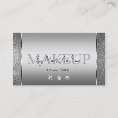 Elegant Silver Gray Noble Glitter with Diamonds Business Card