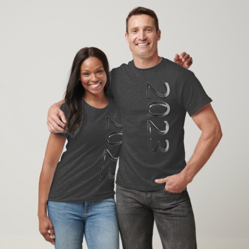 Elegant Silver Gray Numbers Happy New Year 2023 T_Shirt