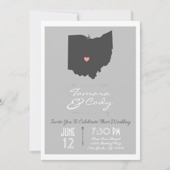 Elegant Silver Gray Ohio State Wedding Invitation by Mintleafstudio at Zazzle