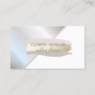 Elegant Silver, Gray,Pink Foil Brush Stroke Business Card