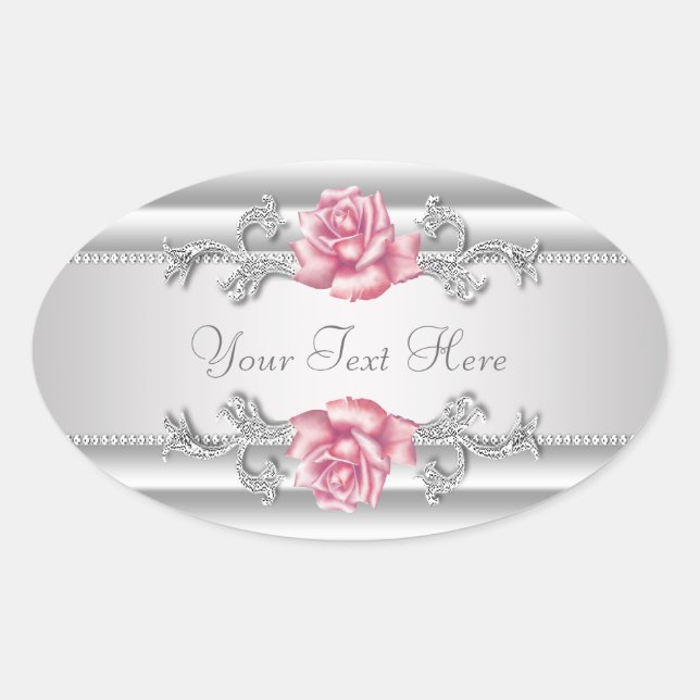 Elegant Silver Gray Pink Rose Stickers (Front)
