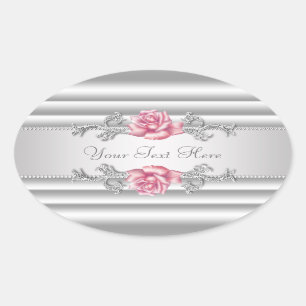 Elegant Silver Gray Pink Rose Stickers