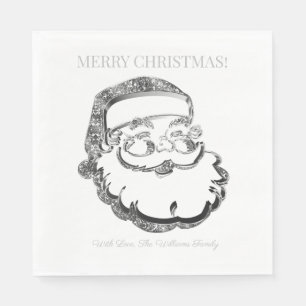 Elegant Silver Gray Santa Claus Merry Christmas Napkins