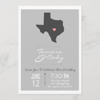 Elegant Silver Gray Texas Wedding Invitation by Mintleafstudio at Zazzle