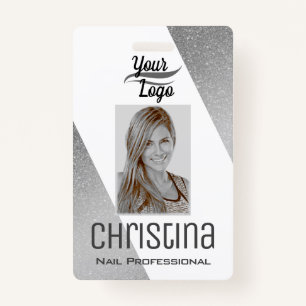 Elegant Silver Gray Triangle Modern Stylish Chic Badge