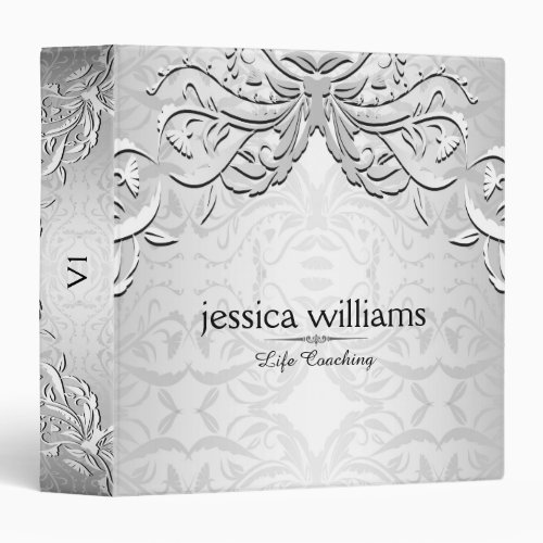 Elegant Silver Gray Vintage Frame 3 Ring Binder