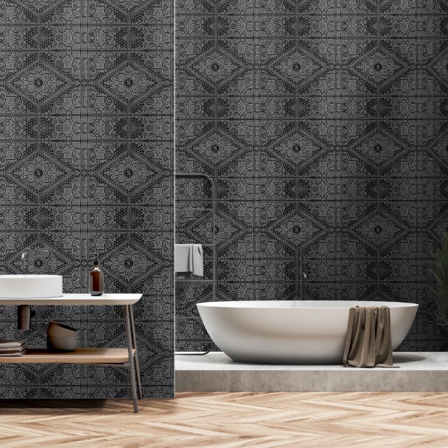 Elegant Silver-Gray w/out your Initial Wallpaper (Bathroom)