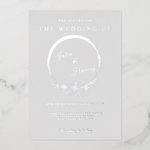 Elegant Silver Gray Wedding Foil Invitation