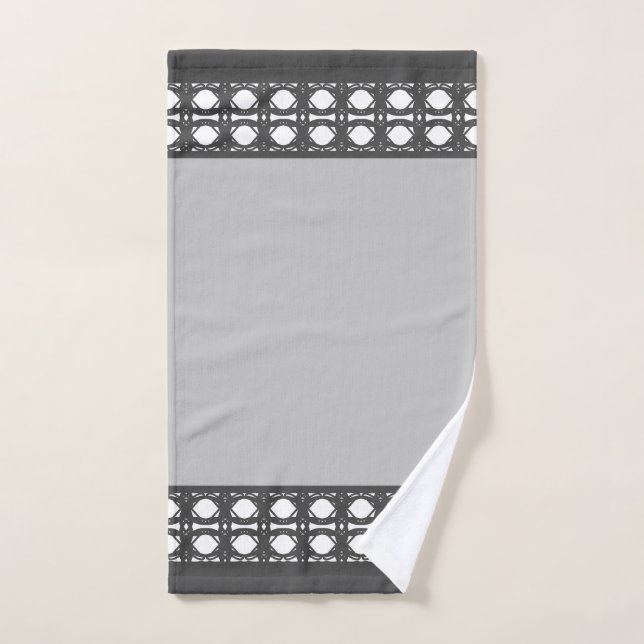 Elegant Silver Gray & White Bath Towel Set (Hand Towel)