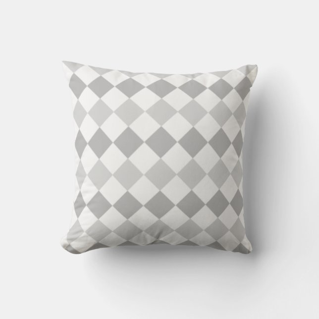 Elegant Silver Gray & White Diamonds Throw Pillow (Front)