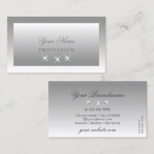 Elegant Silver Gray White Ombre Sparkling Jewels Business Card