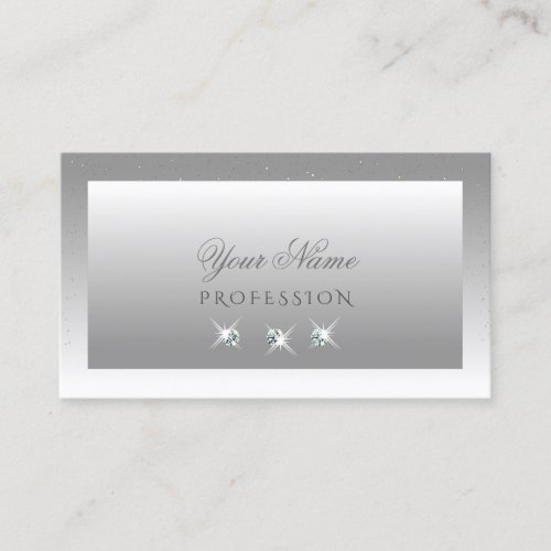 Elegant Silver Gray White Ombre Sparkling Jewels Business Card