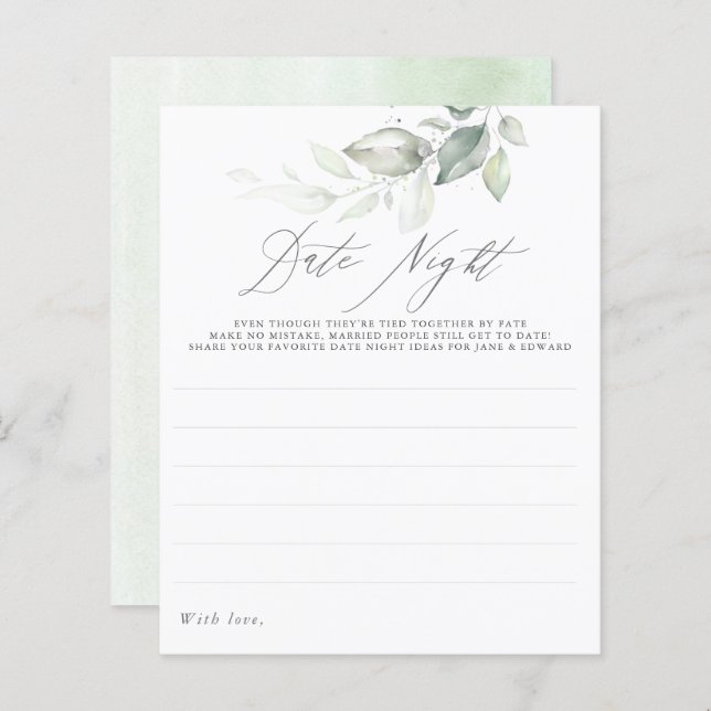 Elegant Silver Greenery Leaves Date Night Ideas (Front/Back)