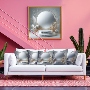 Elegant Silver Grey Floral Podium Modern Script Canvas Print