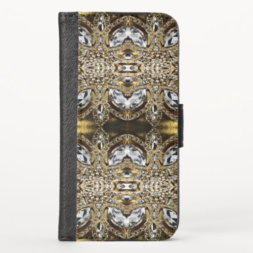 elegant silver grey gold black art deco iPhone x wallet case