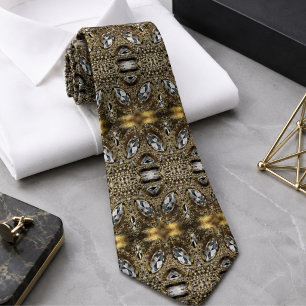 elegant silver grey gold black art deco neck tie