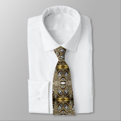 elegant silver grey gold black art deco neck tie