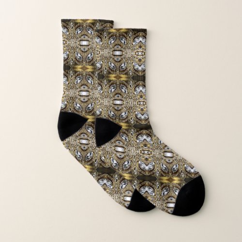 elegant silver grey gold black art deco socks