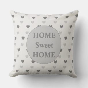 Elegant silver & grey heart pattern throw pillow