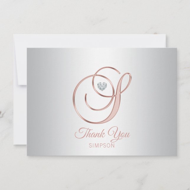 Elegant Silver Grey Rose Gold Thank You | S (Front)