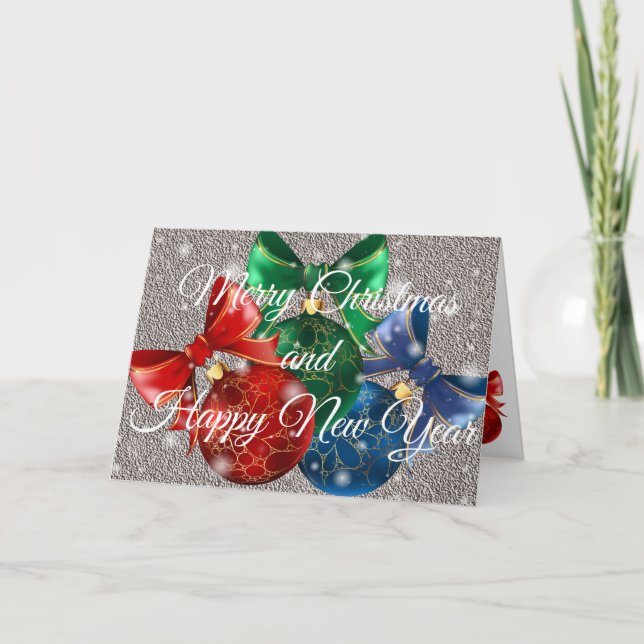 Elegant Silver Happy Holidays Card (Front)