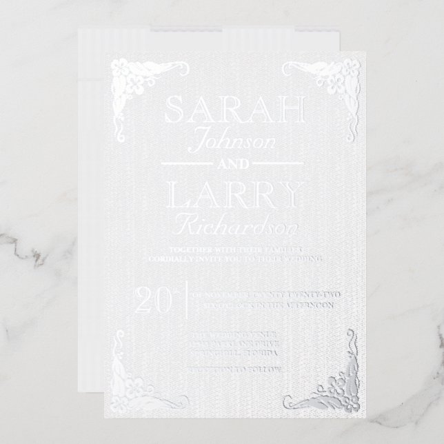 Elegant Silver Hawaiian Traditional Wedding  Foil Invitation (Envelope)