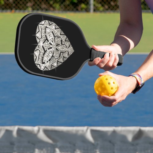 Elegant Silver Heart Pickleball Paddle