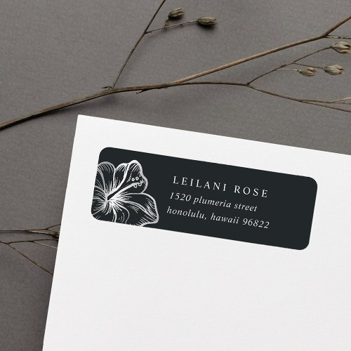 Elegant Silver Hibiscus Flower Return Address Label