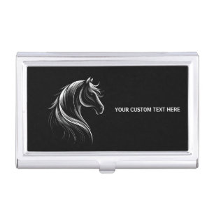Elegant Silver Horse Head Personalized Business Card Case