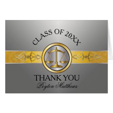 Elegant Silver Law School Graduation Thank You Card Elegant Silver Law School Graduation Thank You Card