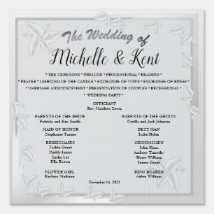 Elegant Silver Leaves Wedding Garden Sign