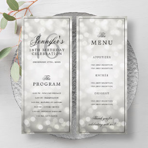 Elegant Silver Lights 16th Birthday Program Menu