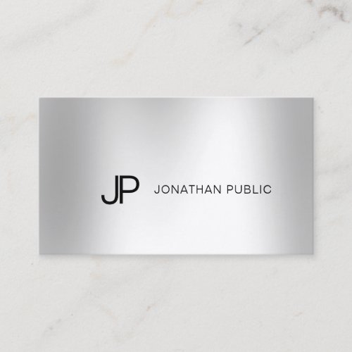 Elegant Silver Look Modern Professional Monogram Business Card