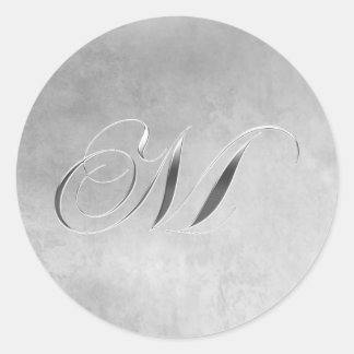 Elegant Silver look Monogram Sticker