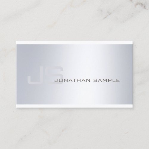 Elegant Silver Look Plain Luxury Modern Monogram Business Card